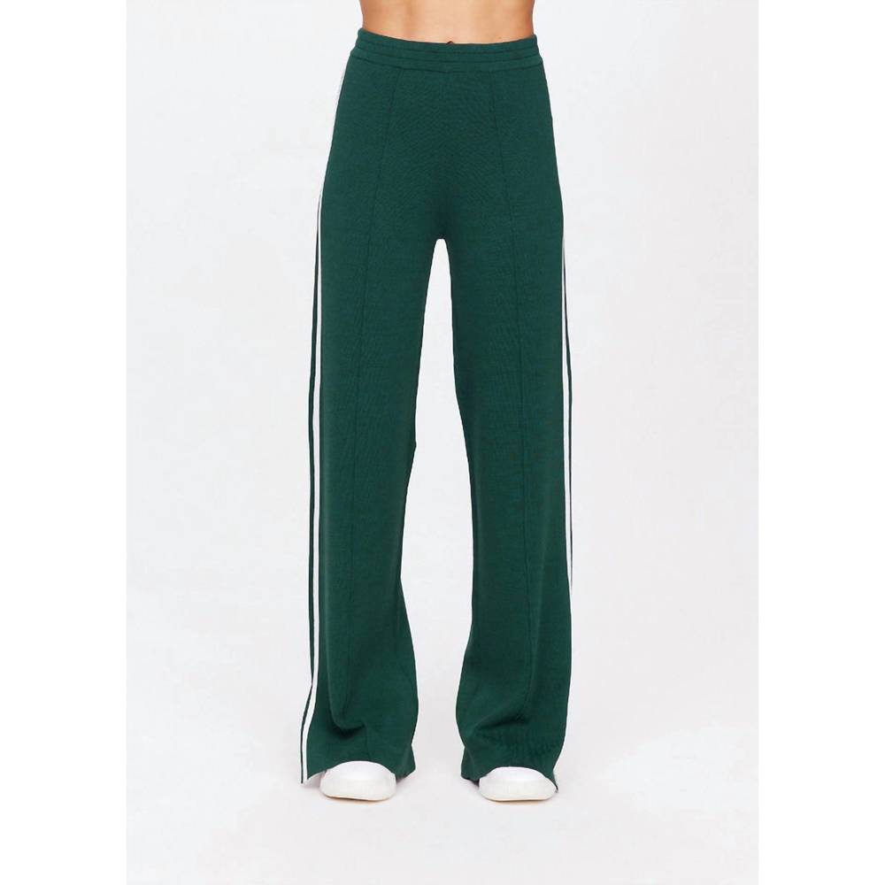 The Upside Forest Green Track Pants with White Side Stripe